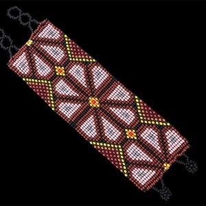 Handmade Beaded Bracelet in Pink, Brown, Red and Yellow